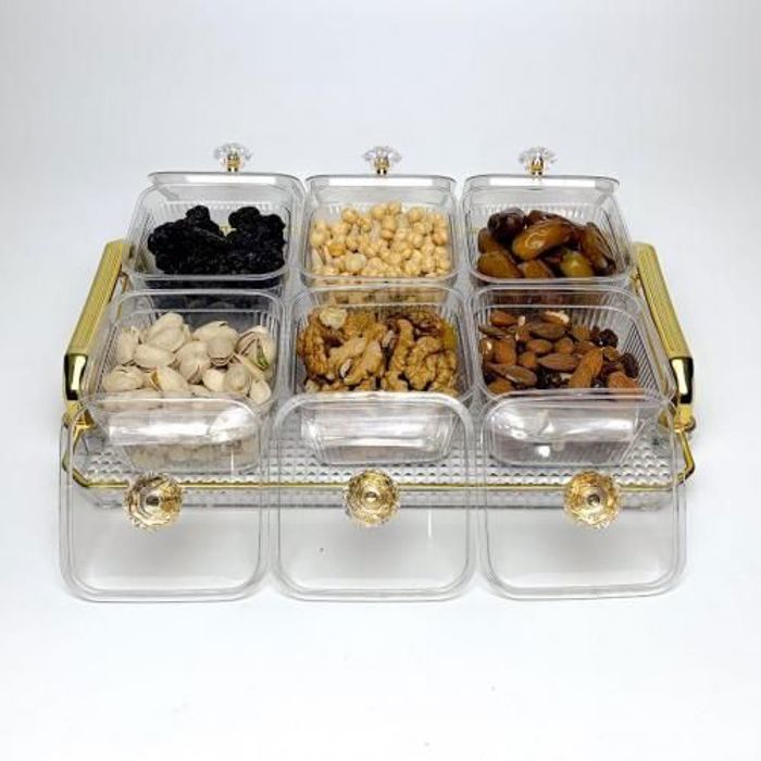 Boîte de 6 de rangement de fruits avec couvercle Avec plateaux -Transparant