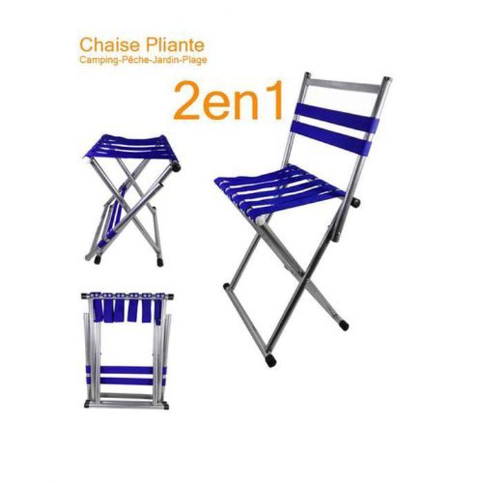 Chaise Pliable de Camping ,pêche ,Jardin et festival Léger 2 en 1-Bleue