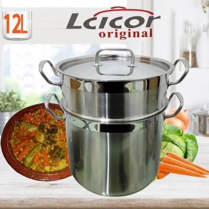 Couscoussier Lcicor Inox Lourd Tous feux dont induction - 12 Litres