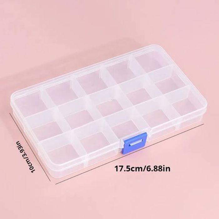 Boîte de rangement en plastique, à 15 compartiments pour pilules bijoux