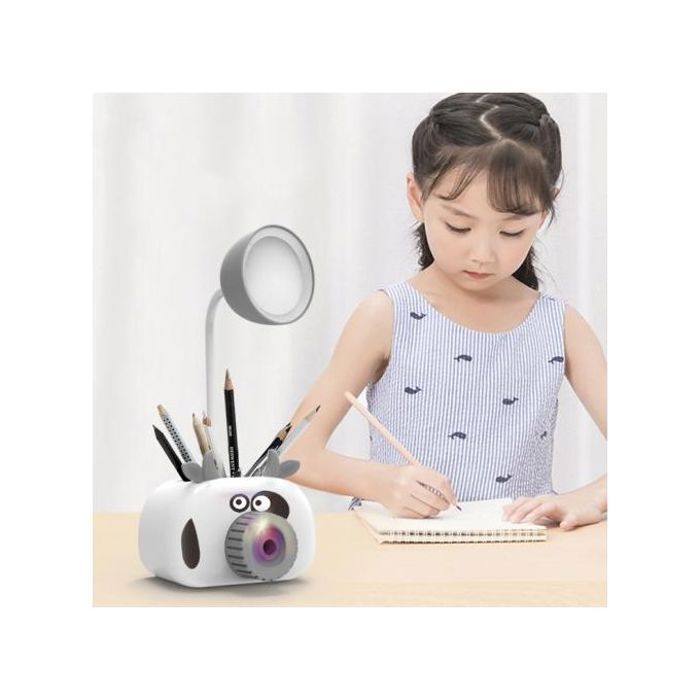 Mini lampe Bureau d'enfant rechargeable de table Avec Porte-stylos et Taille-Crayon
