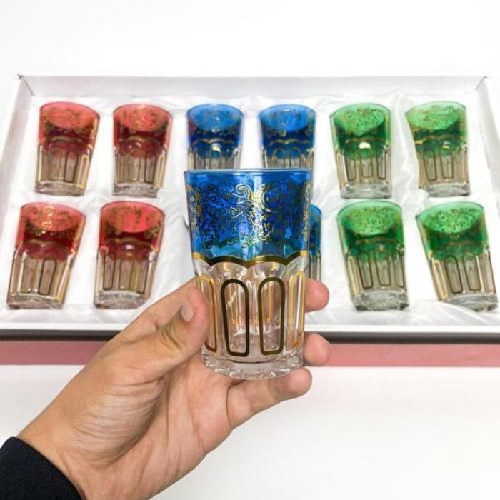 Set de 12 verres à thé en semi Crystal couleur -Doré