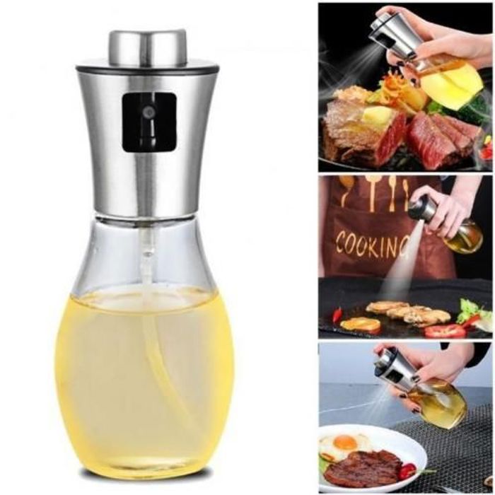 Vaporisateur d'Huile - Argenté - 200ml - Verre de qualité alimentaire - Réutilisable - Spray polyvalent