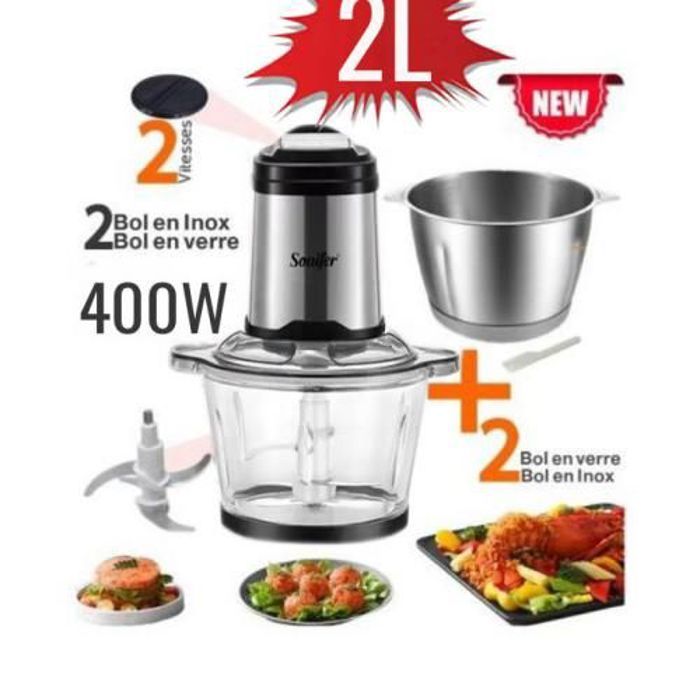 Hachoir électrique avec 2 bols inox et verre SF-8116/400 W