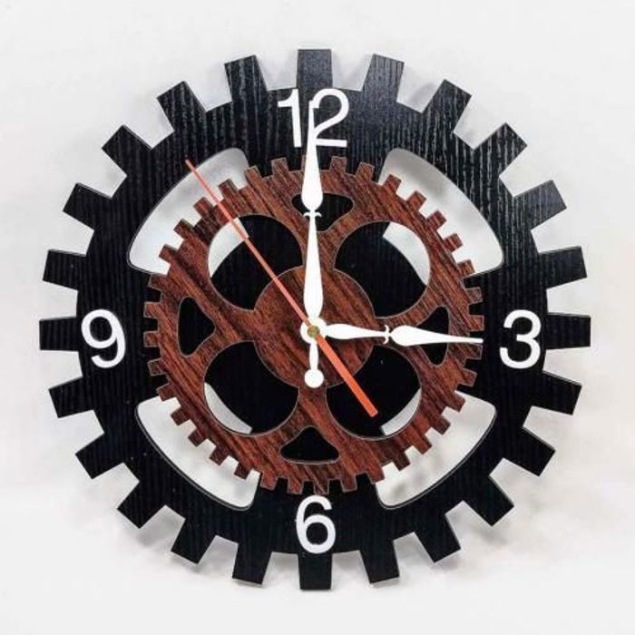 Horloge murale en bois rond 30x30cm-Maron