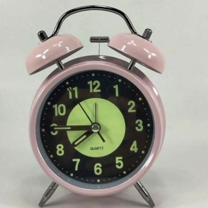Grand Réveil mécanique, Horloge de nuit forte en métal-Rose