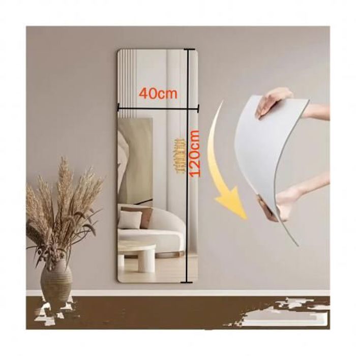 Miroir autocollant rectangulaire mural HD-2923-2/120x40cm