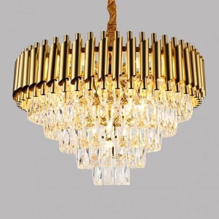 Lustre cristal K9 rond LED et 4 Ampoule 50cm-Doré