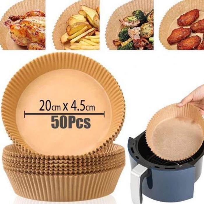 Lot de 50 Papier Doublure Sulfurisé Rond pour Friteuse à Air/20cmx4,5cm-Maron