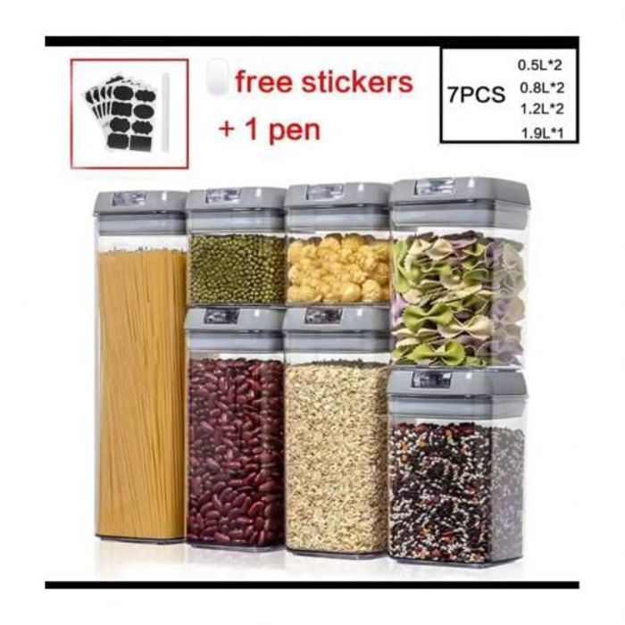 Set de 7 récipientsde stockage des aliments avec couvercles en BPA
