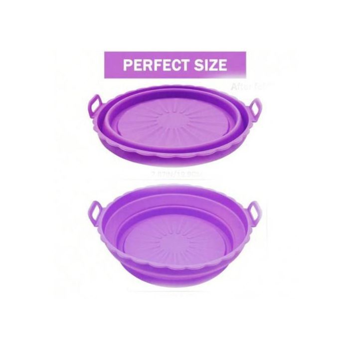 Moule Air Fryer pliable ,réutilisable rond en Silicone-Mauve