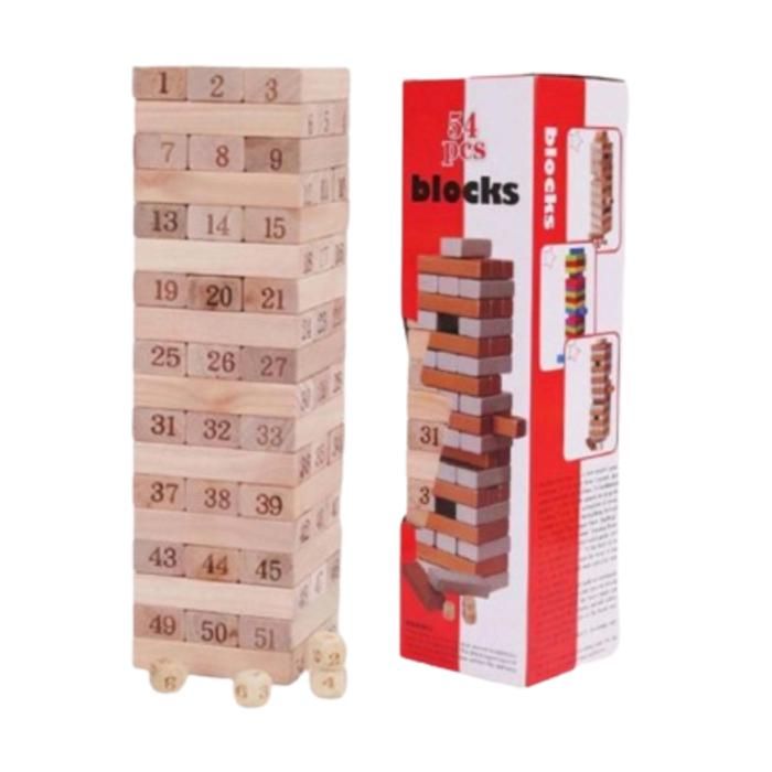 Tour Jenga en bois 54 blocs