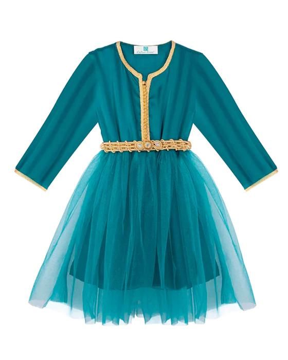 Caftan Deep aqua avec manches pour fille