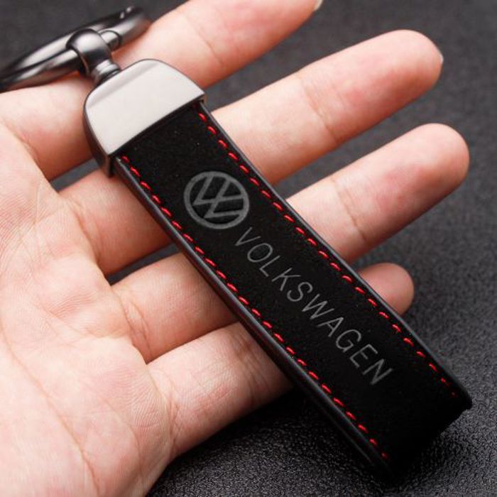 Porte-clés Joli lanière en Suède Cuir et métal avec logo Volkswagen VW