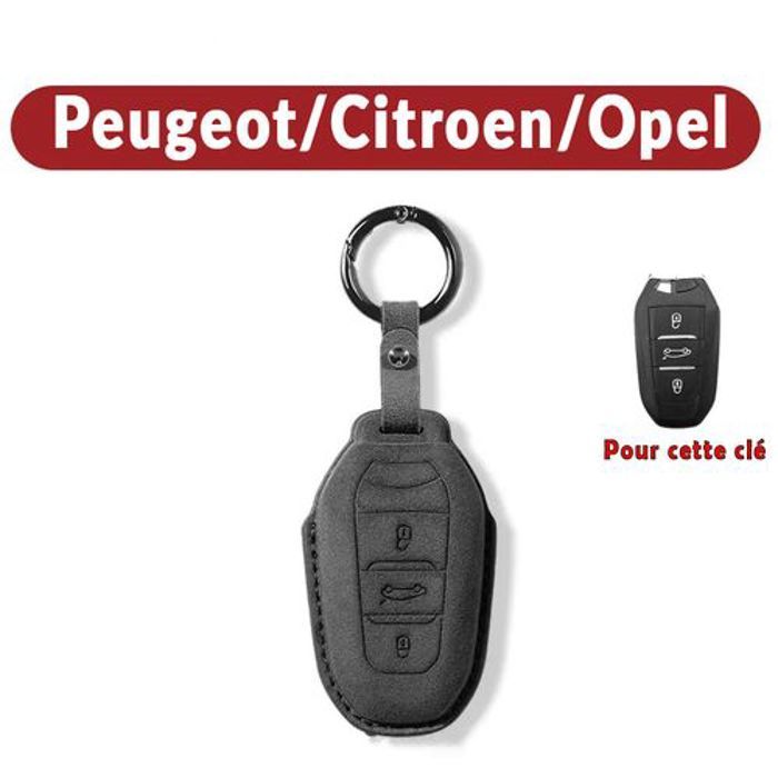 Étui Housse Coque Cache Clé en Alcantara pour Voiture Peugeot Citroën Opel