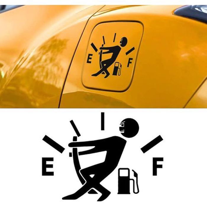 Autocollant drôle pour voiture jauge carburant vide, consommation gaz élevée Noir