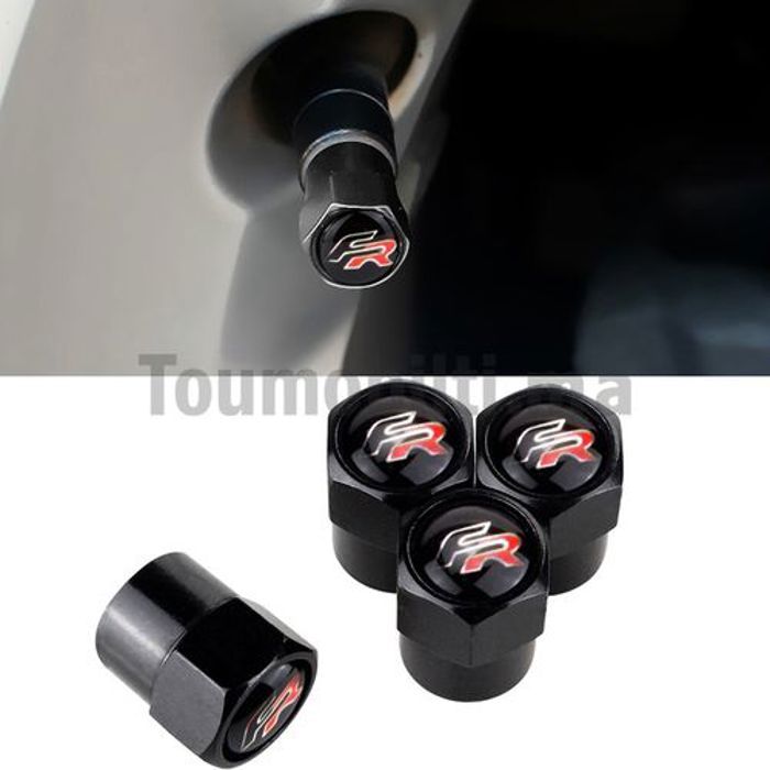 4 pièces Bouchon de valve logo SEAT LEON FR Noir