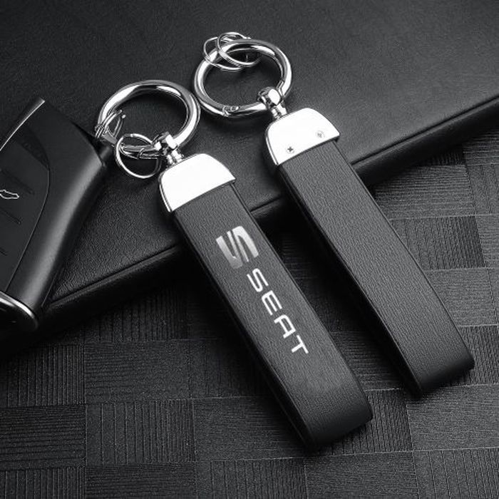 Porte-clés Joli lanière en Suède Cuir et métal avec logo Seat