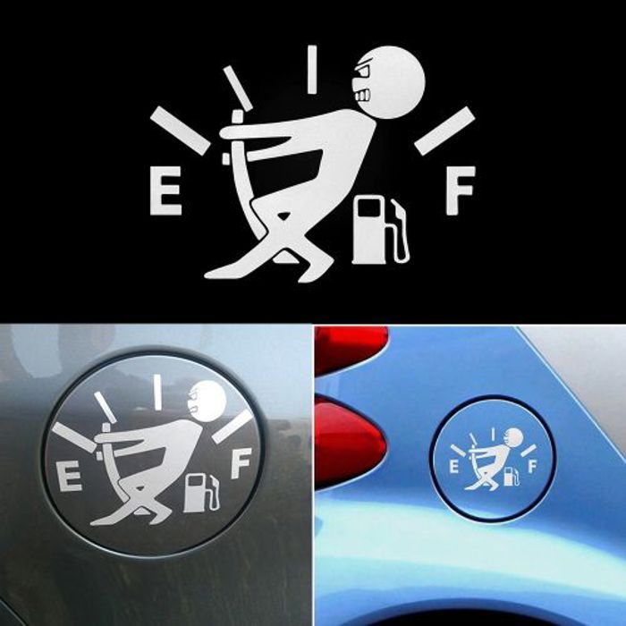 Autocollant drôle pour voiture jauge carburant vide, consommation gaz élevée Gris
