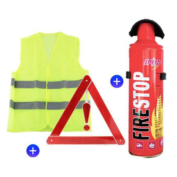 Pack de sécurité - Triangle d'en panne Gilet fluorescent Extincteur voiture