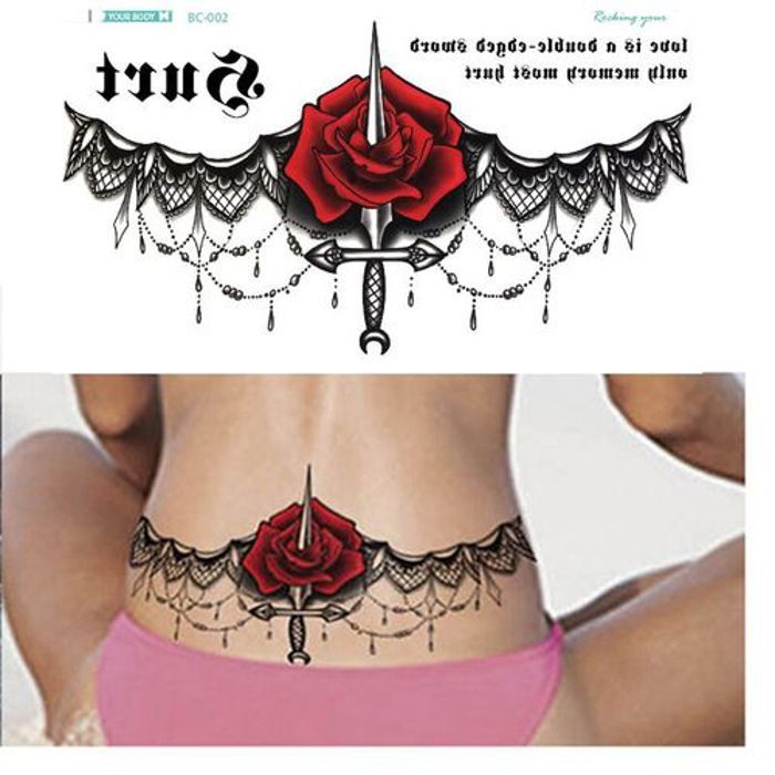 Tatouage Temporaire Imperméable fleur dos poitrine Lombes pour femmes et filles