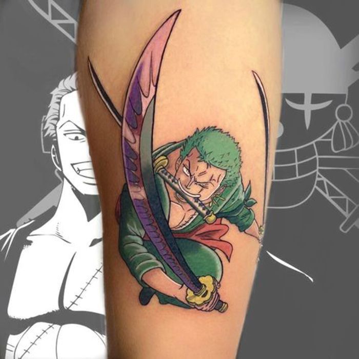 Faux tatouages Anime One Piece Roronoa Zoro épée temporaires imperméables étanche