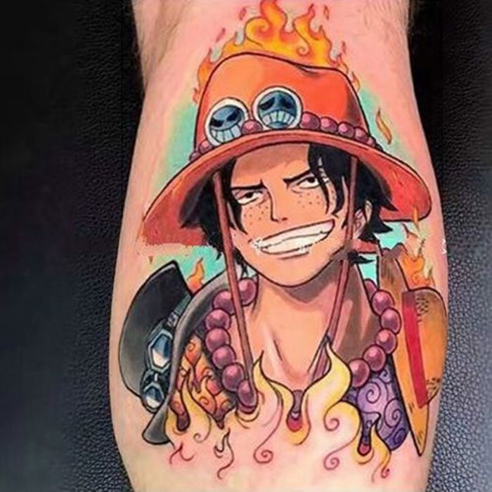 Faux tatouages Anime One Piece chapeau Portgas D. Ace temporaires imperméables étanche