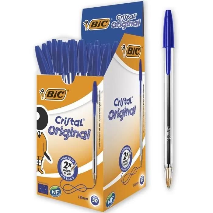BIC ® BOITE DE 50 stylos à Bille CRISTALE - Bleu
