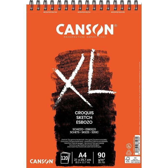 Canson Carnet Bloc XL croquis 21x29.7 A4 90g 120 feuilles