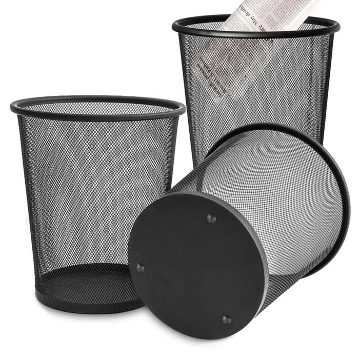 Crown 3 Poubelles métal Noir
