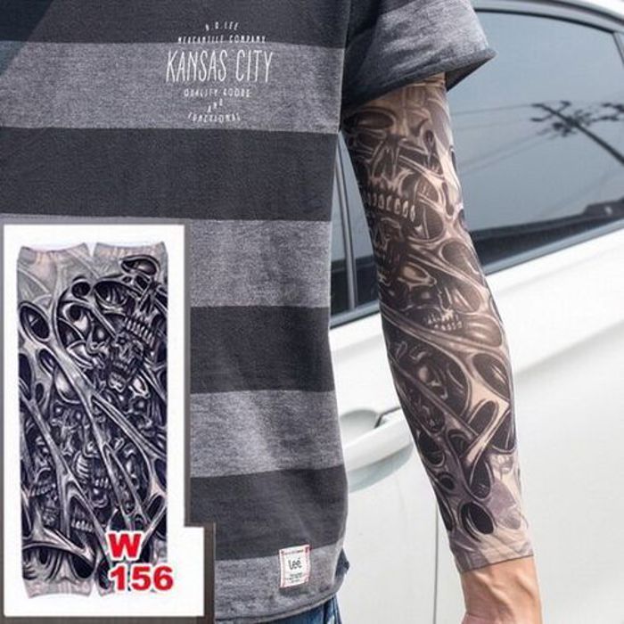Protection de peau faux tatouage temporaire manches bras unisexe
