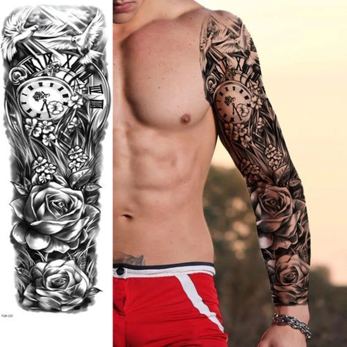 Imperméable à l'eau temporaire autocollant faux tatouage flash manchon de tatouage pour hommes femmes