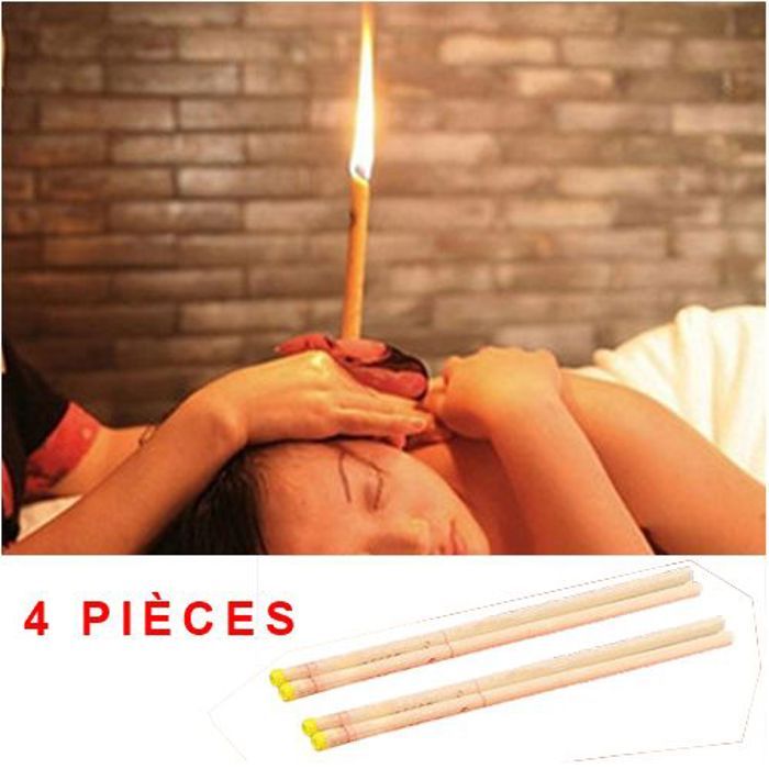 Bougies d'oreille Non Toxiques enlèvement de cire d'oreille parfum jaune - 4PCS
