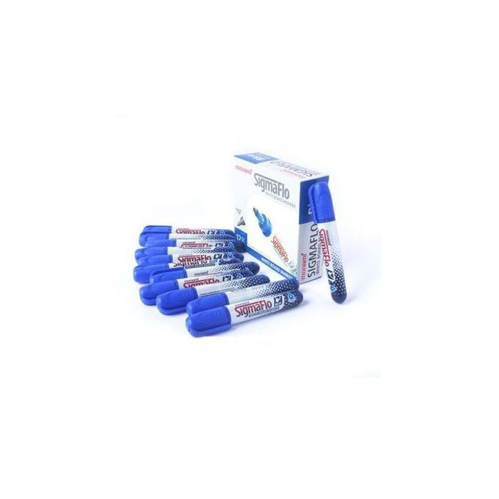 Monami Lot 12 marqueurs Sigmaflo pour tableau blanc, pointe, liquide, bleu