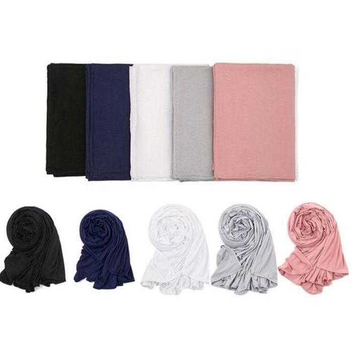 Pack de 5 pieces : Hijab Chale en coton jersy uni