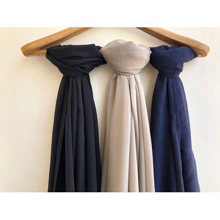 Lot Chale long en crepe chiffon 3 couleurs