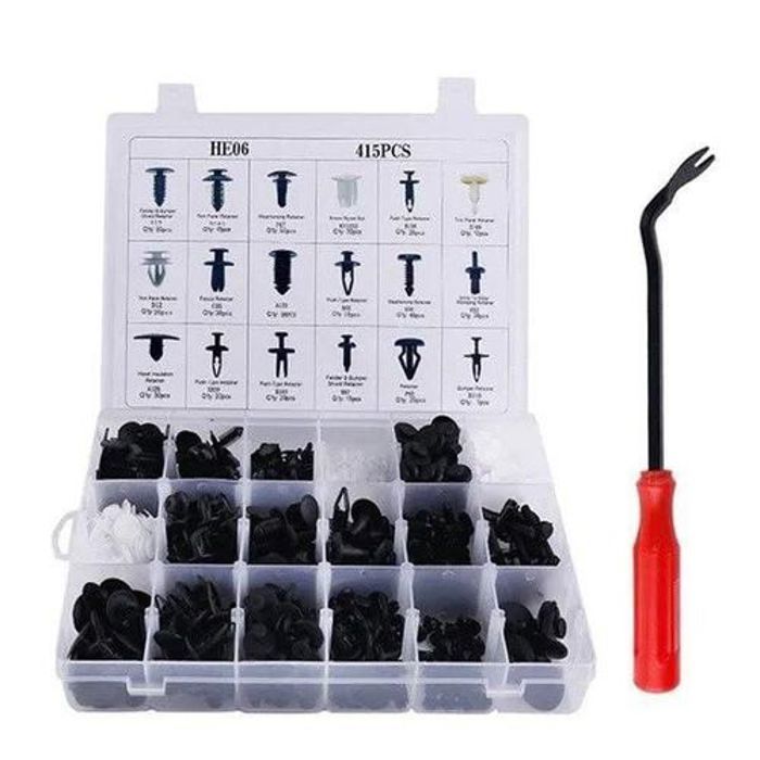 Kit de 415 clips de fixation automatique mixtes avec Outil de Suppression