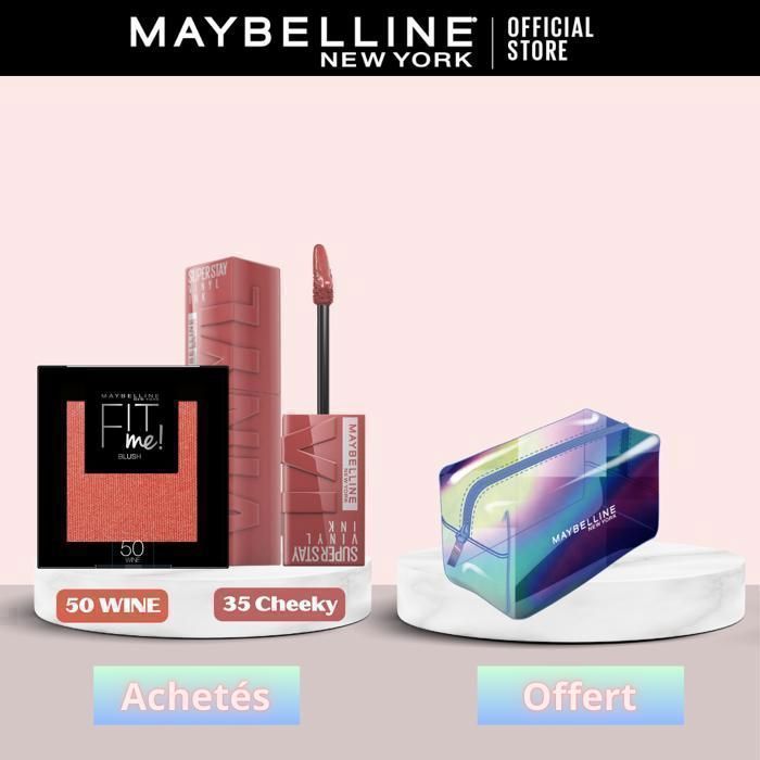 Maybelline New York Superstay Vinyl 35 Cheeky +Blush poudre Fit Me - 50 Wine = Trousse Offerte
