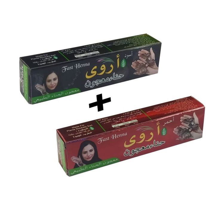 2pcs henné indienne noir et rouge pâte en tube prêt à utiliser, tatouage au henné