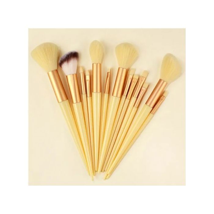 Kit de 13 pinceaux de maquillage jaunes