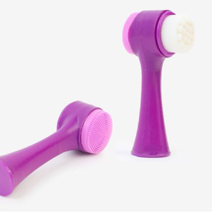 Petite brosse de nettoyage visage en silicone pour massage facial double face