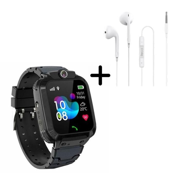 Montre intelligente pour enfants NOIR + ÉCOUTEURS FILAIRES RECCI REP-L07 BLANC - Mini pack