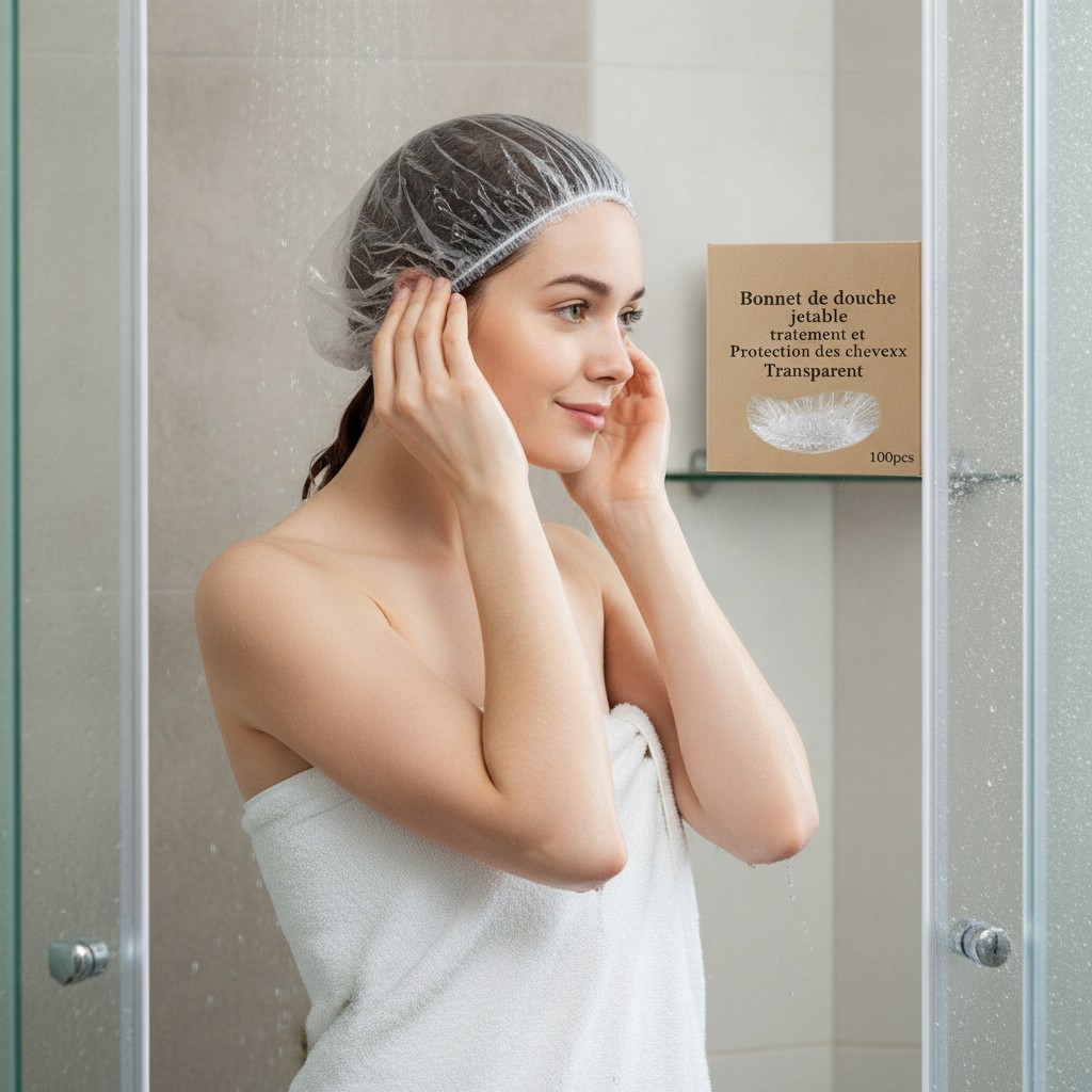 Bonnet de douche jetable traitement et Protection des cheveux Transparent 100pcs - Marjane Mall - Image 4