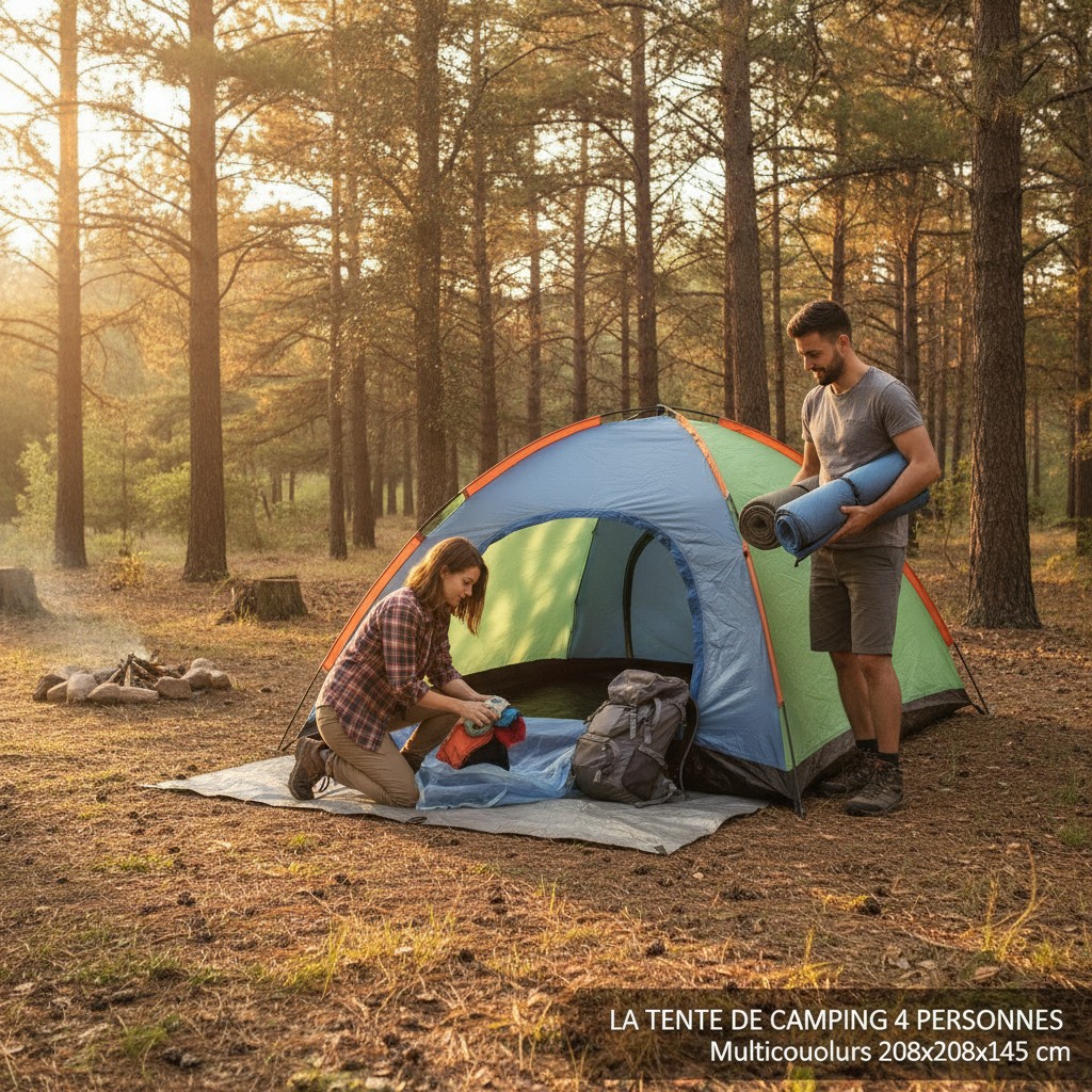 LA TENTE DE CAMPING 4 PERSONNES Multicouleurs 208x208x145 cm - Marjane Mall - Image 4