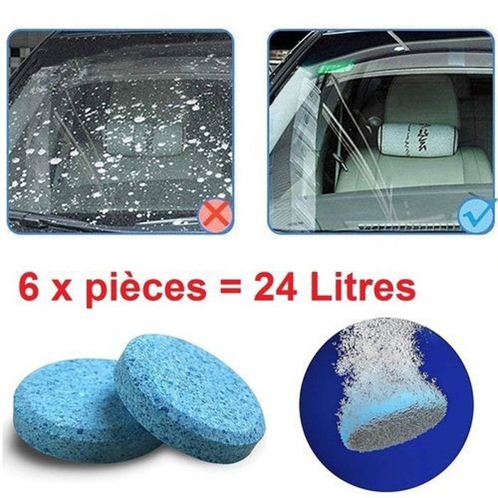 6 Pièces Lave Glace, Nettoyant Pare Brise Voiture Equivalent à 24 litres