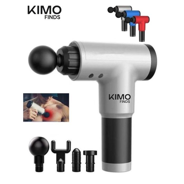 KIMO FINDS - Pistolet de Massage musculaire à 4 têtes, 6 niveaux de régulation de vitesse