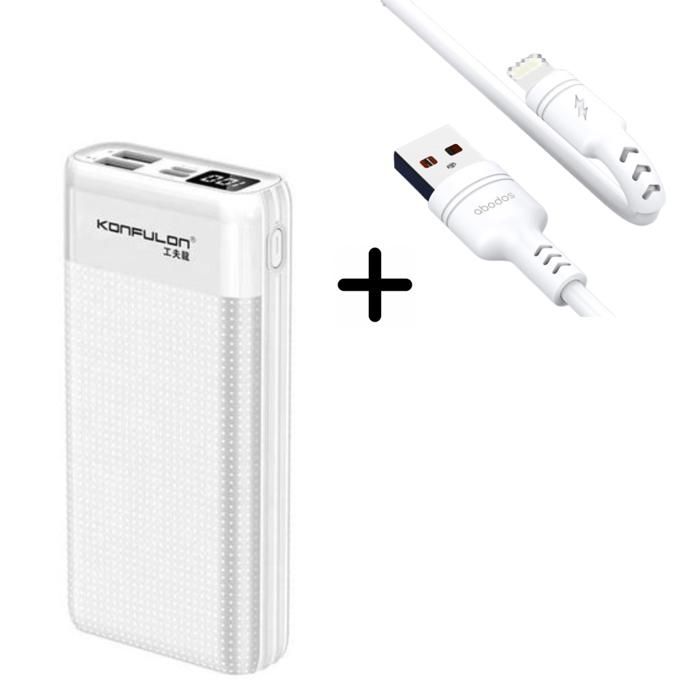Powerbank 20000 mAh Konfulon A30 Original + Câble Lightning Abodos AS-DS33i - Mini pack