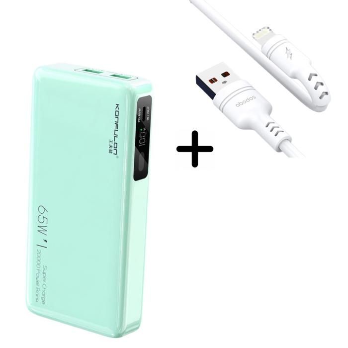 Powerbank 20000 mAh Konfulon A25Q Original + Câble Lightning Abodos AS-DS33i - Mini pack