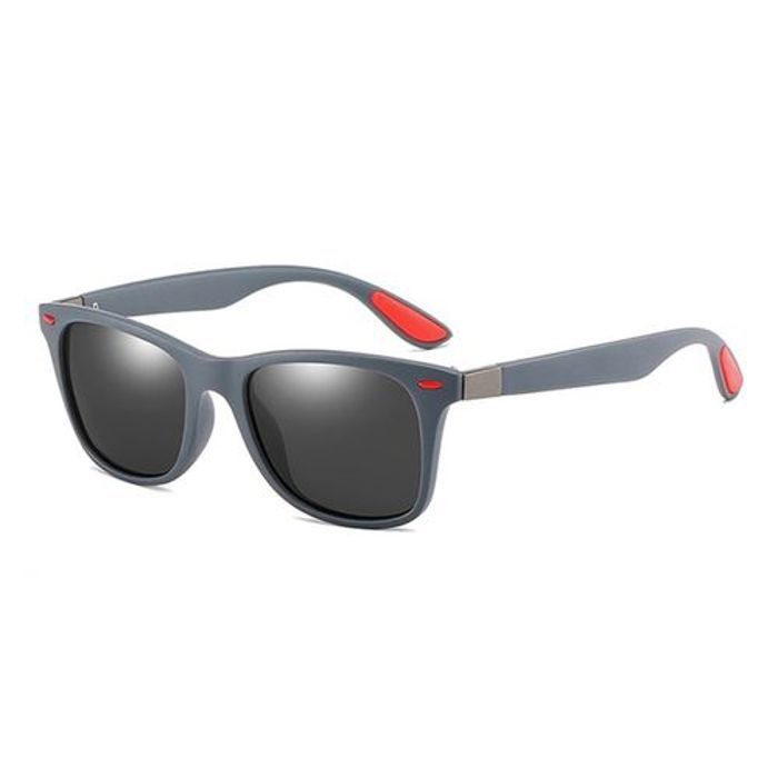Lunettes De Soleil Polarisées Hommes Femmes Carré Style Gris noir plus Pochette