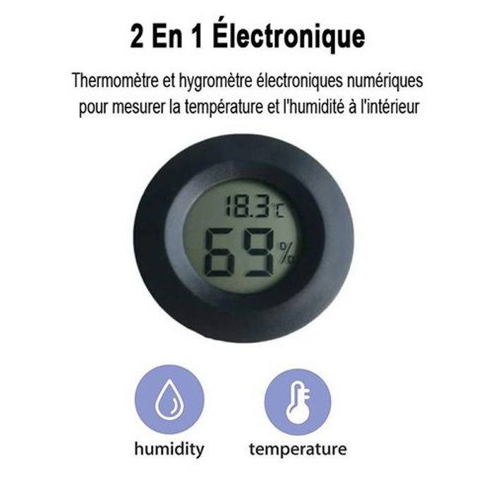2 en 1 thermomètre hygromètre LCD numérique humidité mètre détecteur thermographe intérieur chambre Instrument